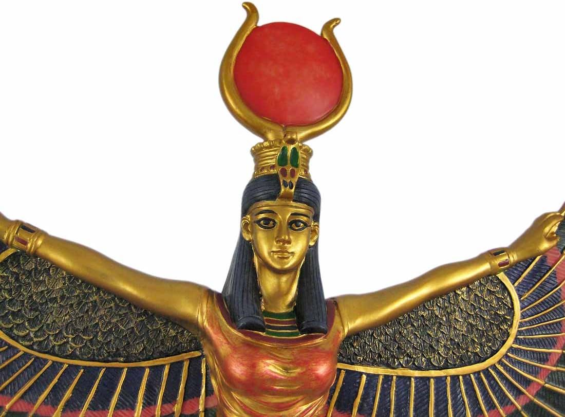 Goddess Isis Open Wings – Hand-Painted Egyptian Mythology Wall Hanging 2