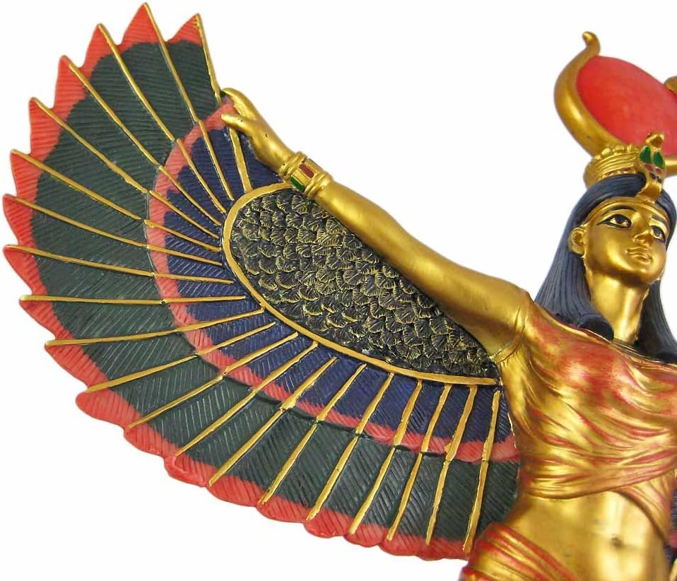 Goddess Isis Open Wings – Hand-Painted Egyptian Mythology Wall Hanging 3