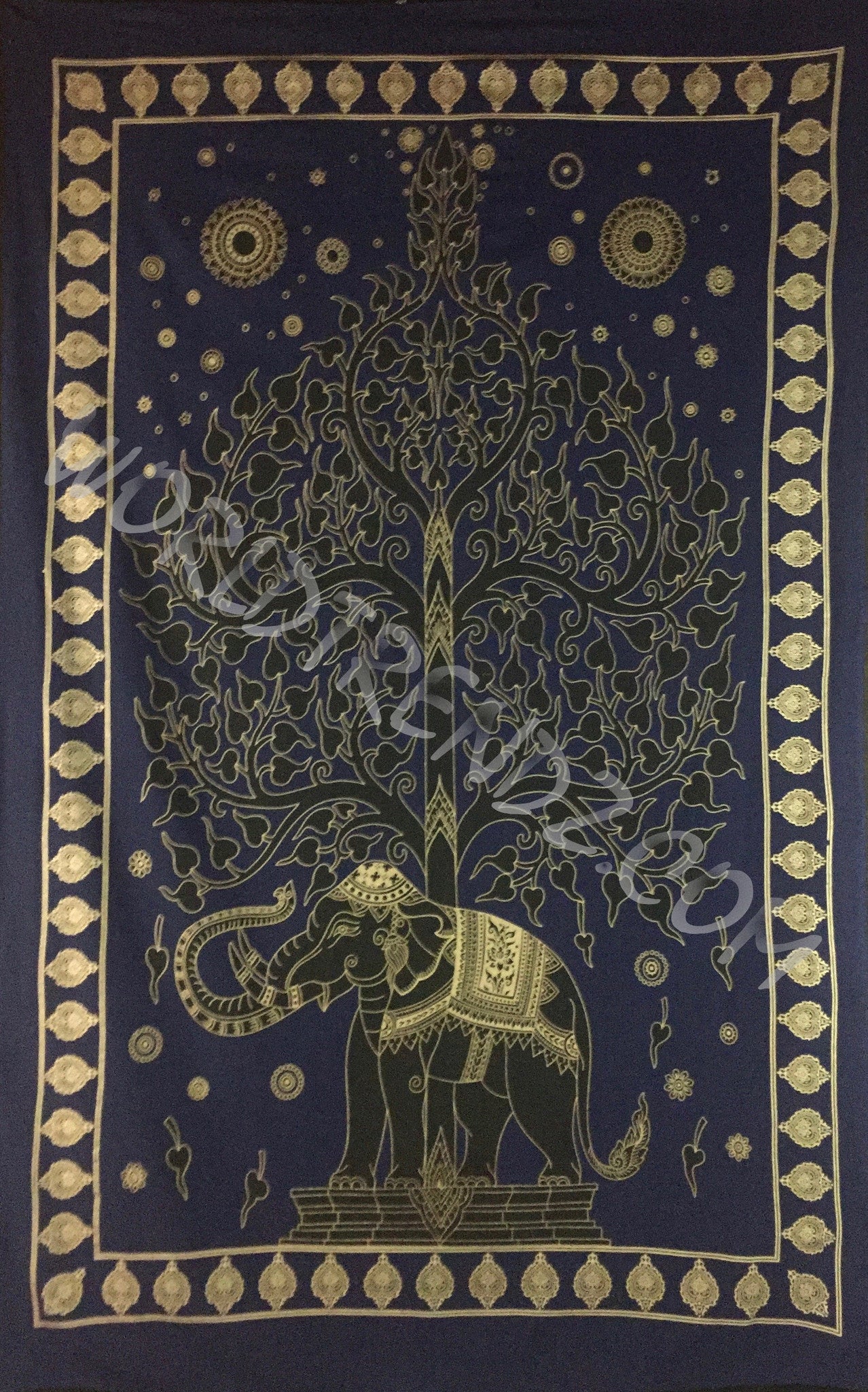 Navy blue 2025 and gold tapestry